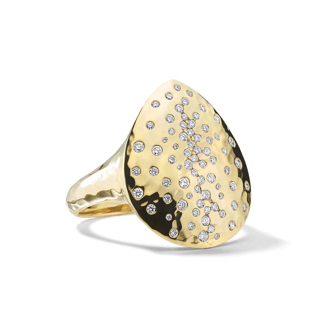 Ippolita Crinkle Teardrop Ring in 18k Gold with Diamonds
