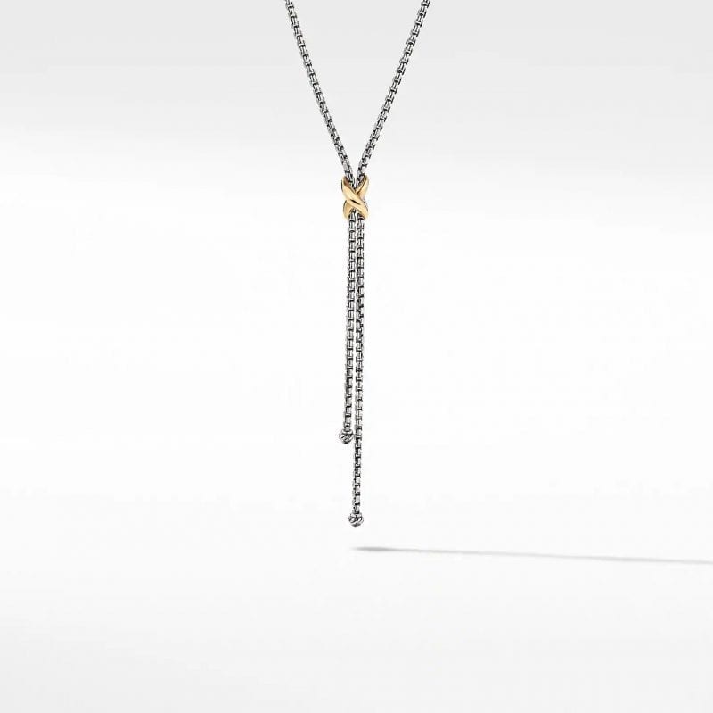 David Yurman Petite X Lariat Y Necklace with 18K Yellow Gold