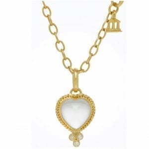 Temple St. Clair Rock Crystal Heart Pendant in 18k Gold and Diamonds Necklaces & Pendants Bailey's Fine Jewelry