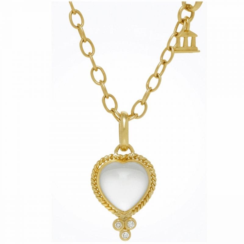 Temple St. Clair Rock Crystal Heart Pendant in 18k Gold and Diamonds