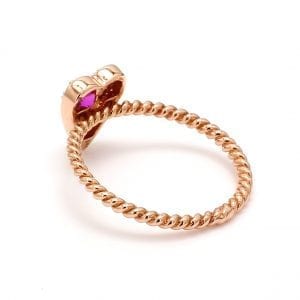 Ruby & Diamond Heart Shaped Ring in 14k Rose Gold