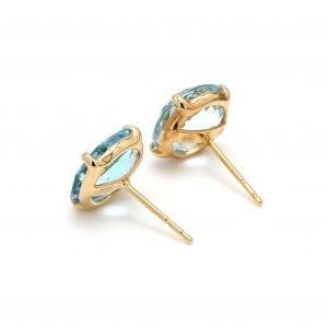 Blue Topaz Stud Earrings in 14k Yellow Gold