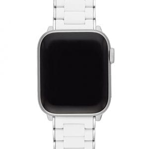michele white apple watch strap in silicone