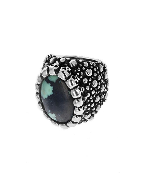king_baby_ring_sterling_silver_spoted_tapered_shank_with_halo_of_skulls_and_spotted_turquoise_chaochon_1