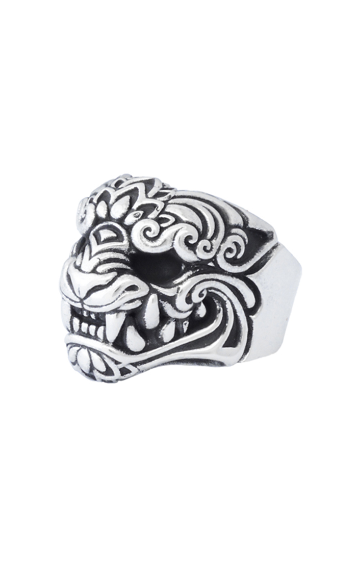 king_baby_ring_sterling_silver_band_with_oni_mask_face_and_polished_shank