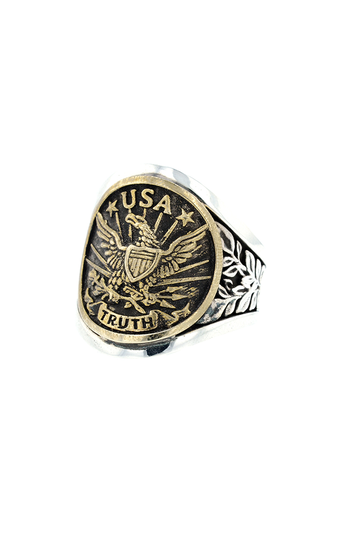 front angle view of USA eagle ring