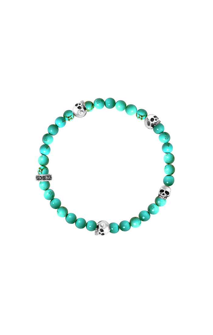 king_baby_bracelet_turquoise_6mm_beaded_stretch_bracelet_with_four_sterling_silver_skull_stations