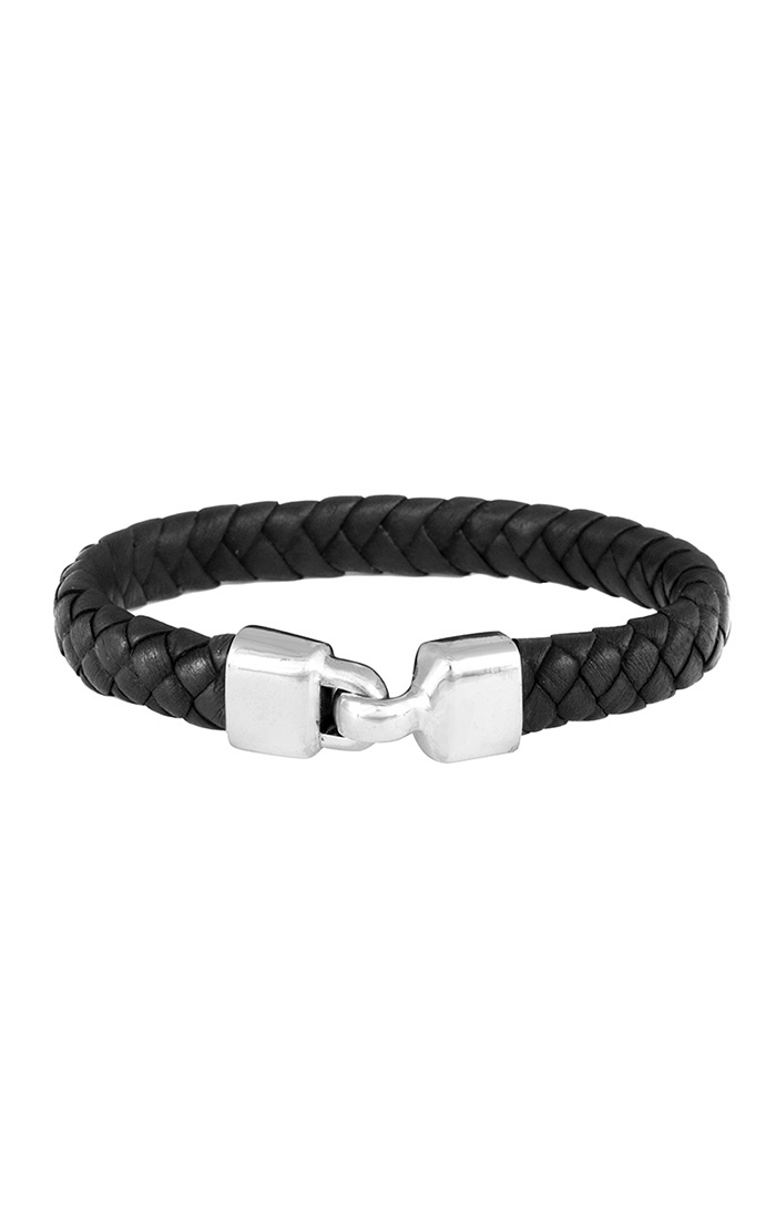 braided leather bracelet with silver hook clasp