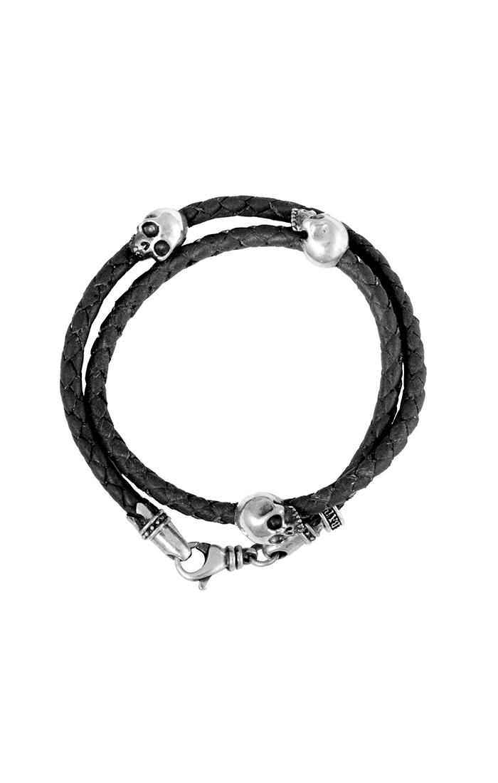 King Baby Double Wrap Leather Bracelet with Hamlet Skulls – Bailey's Fine  Jewelry