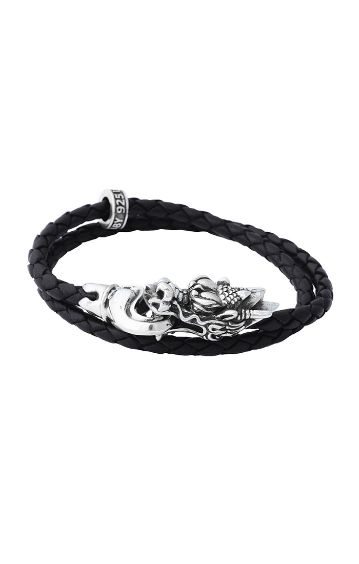 king_baby_bracelet_braided_black_leather_wrap_bracelet_with_sterling_silver_dragon_head_that_bites_into_a_loop_station