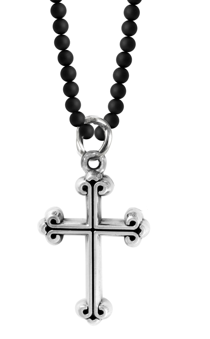 King Baby Traditional Cross on Onyx Bead Necklace – Bailey's Fine Jewelry