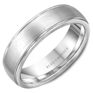 Bleu Royale 6.5mm Brushed Wedding Band with High Polish Wedding Bands Bailey's Fine Jewelry