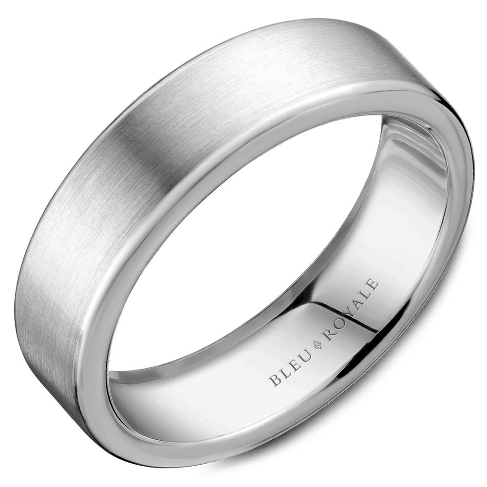 Bleu Royale 6.5mm Brushed Wedding Band in White Gold – Bailey's Fine ...
