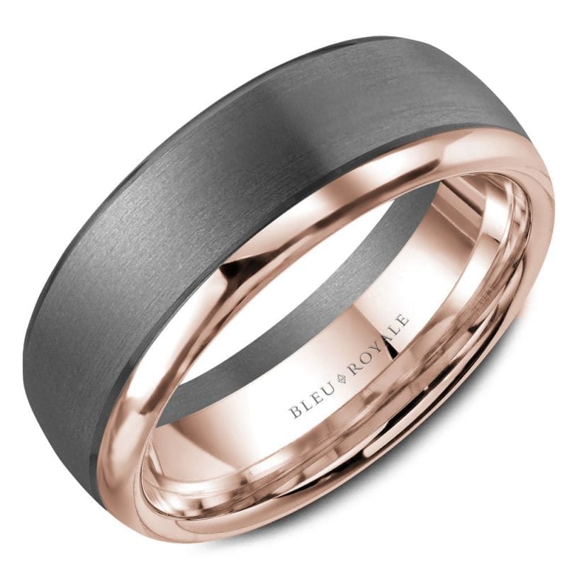 Grey and rose gold wedding band Ring