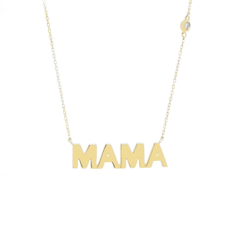 MAMA Pendant Necklace in 14k Yellow Gold