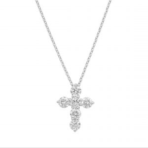 Club Collection diamond cross necklace in yellow gold