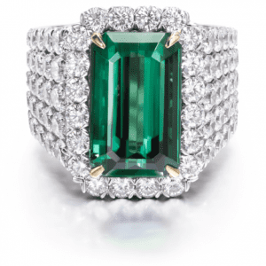Emerald Cut Green Tourmaline & Diamond Ring Bailey's Fine Jewelry
