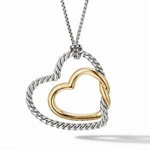 David Yurman Continuance Heart Necklace with 18K Yellow Gold DY Bailey's Fine Jewelry