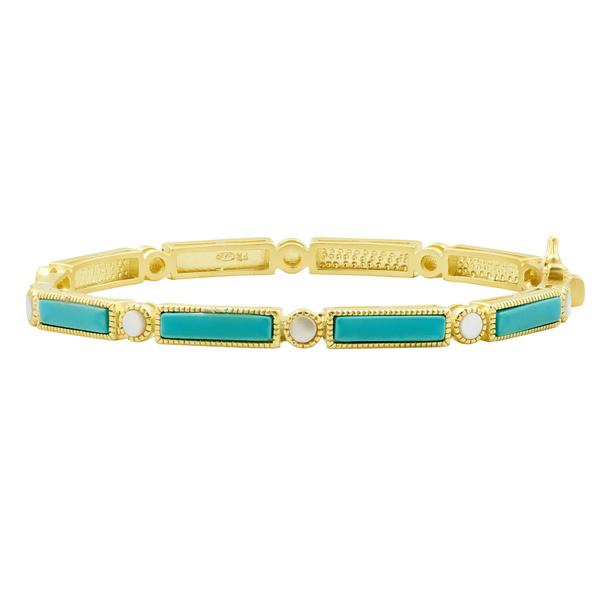 Freida Rothman Baguette Bar Hinge Bracelet in Turquoise
