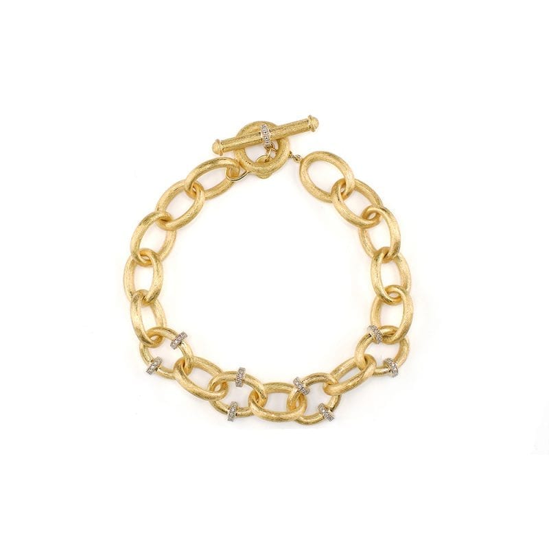 Jude Frances Lisse Pave Rondell Loopy Chain Toggle Bracelet