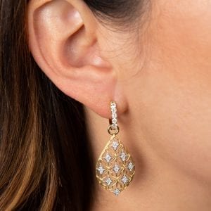 Jude Frances Moroccan Large Diamond Gold Shield Earring Charm