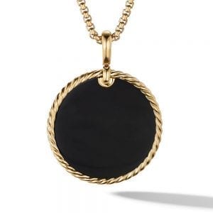 David Yurman Elements Disc Pendant in 18K Yellow Gold with Black Onyx and Mother of Pearl