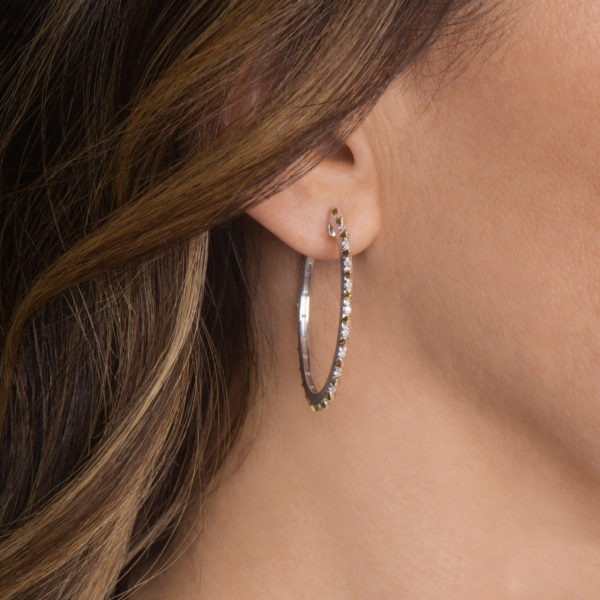 Silver Pavé Double Huggie Hoop Earrings - Lambert Jewelers