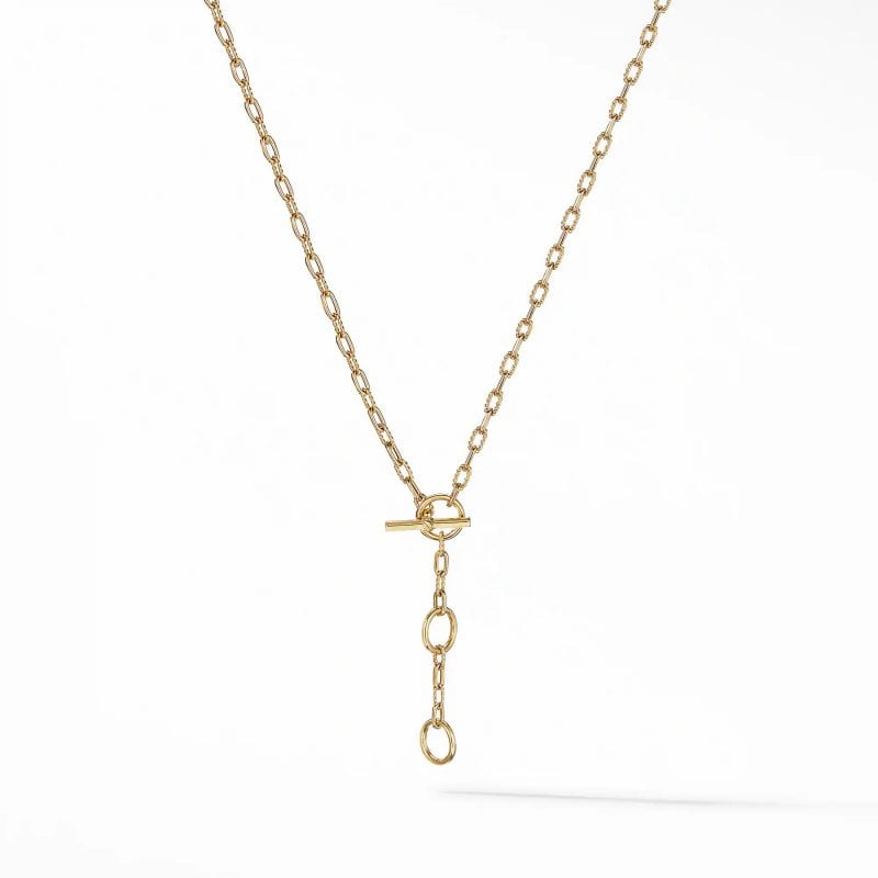 David Yurman Madison Three Ring Chain Necklace in 18K Yellow Gold