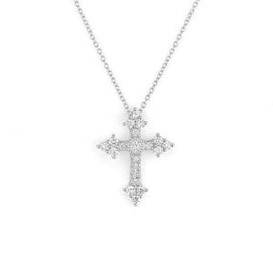 Jude Frances Provence Champagne Small Cross Pendant Necklace Necklaces & Pendants Bailey's Fine Jewelry