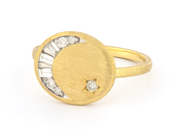 Jude Frances Petite Celestial Moon And Star Ring