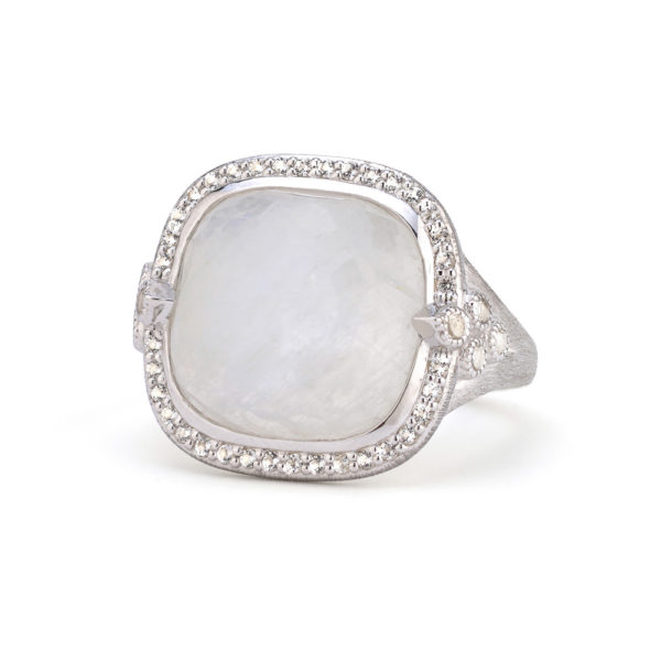 Jude Frances Large Moroccan Pave Cushion Stone Ring