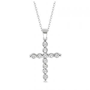 Bailey’s Sterling Collection Diamond Cross Necklace Necklaces & Pendants Bailey's Fine Jewelry