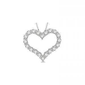 14KT White Gold Diamond Heart Pendant
