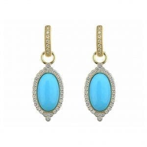 Jude Frances Turquoise Stone Pave Earring Charms Earrings Bailey's Fine Jewelry