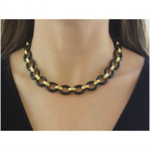 Elizabeth Locke 17" Black Jade Link Necklace