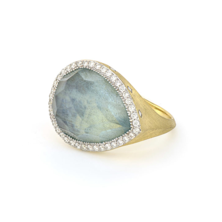 Jude Frances Lisse Pear Stone Pave Ring