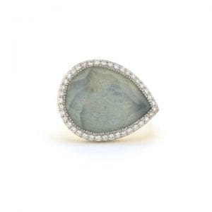 Jude Frances Lisse Pear Stone Pave Ring