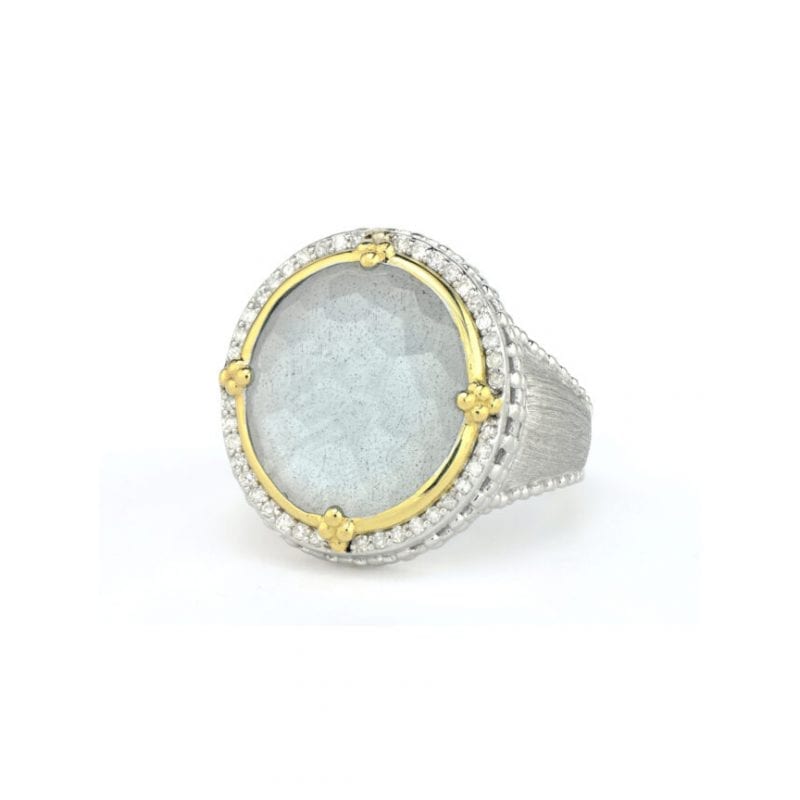 Jude Frances Oval Stone Pave Halo Ring