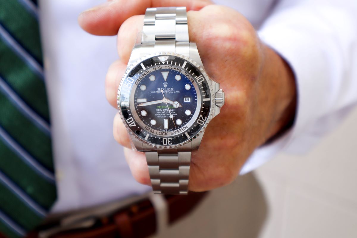 Man holding 2020 Rolex Sea-dweller Deepsea 