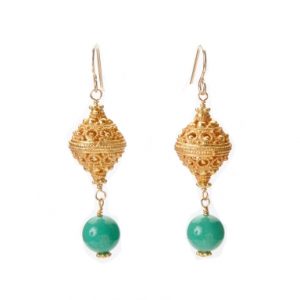 Wendy Perry Vermeil Bail and Green Opal Earrings Earrings Bailey's Fine Jewelry
