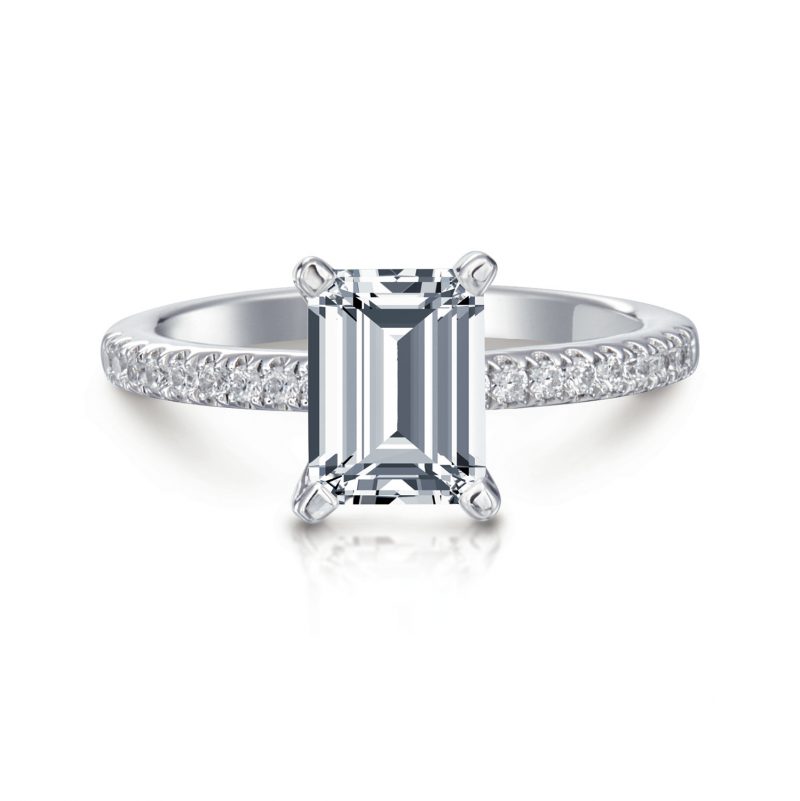 Ann Emerald Pave Engagement Ring