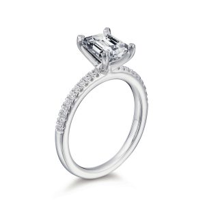 Ann Emerald Pave Engagement Ring