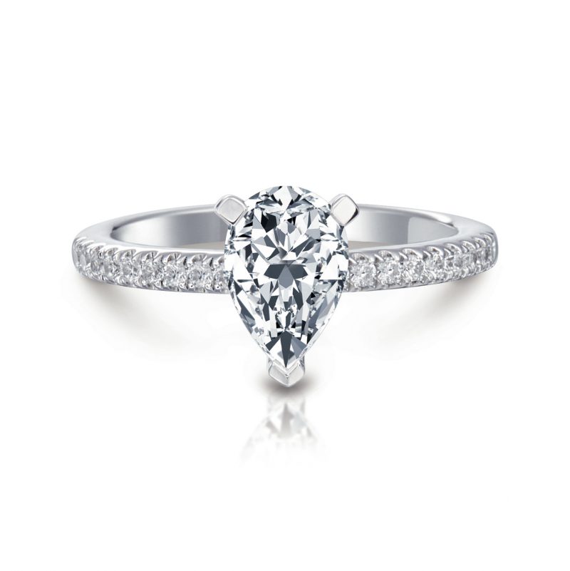 Ann Pear Pave Engagement Ring
