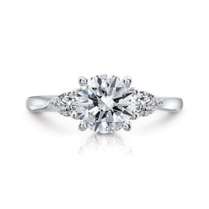 Elizabeth Round Three-Stone with Pears Engagement Ring
