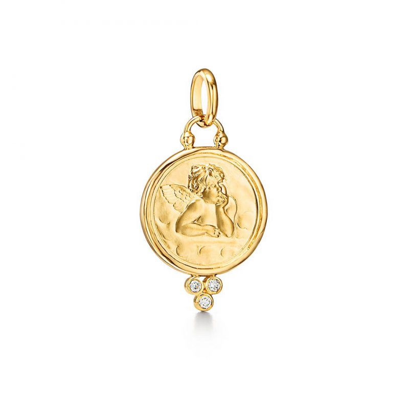 Temple St. Clair Angle Charm in Yellow Gold with Diamonds