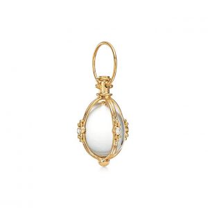 Temple St. Clair Rock Crystal and Diamond Amulet in yellow gold
