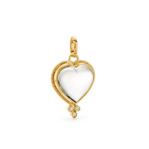 Temple St Clair Rock Crystal Heart Pendant in yellow gold hardware