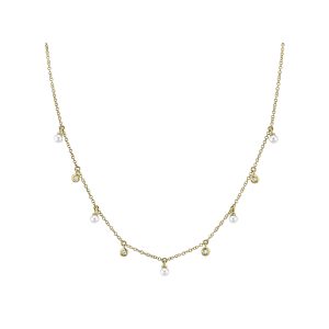 Diamond & Cultured Pearl Necklace in yellow gold
