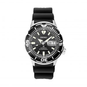 Front view of Seiko 42.4mm Black Prospex Automatic Diver Watch