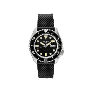 Front face view of Seiko 42.5mm Black 5 Sports Watch